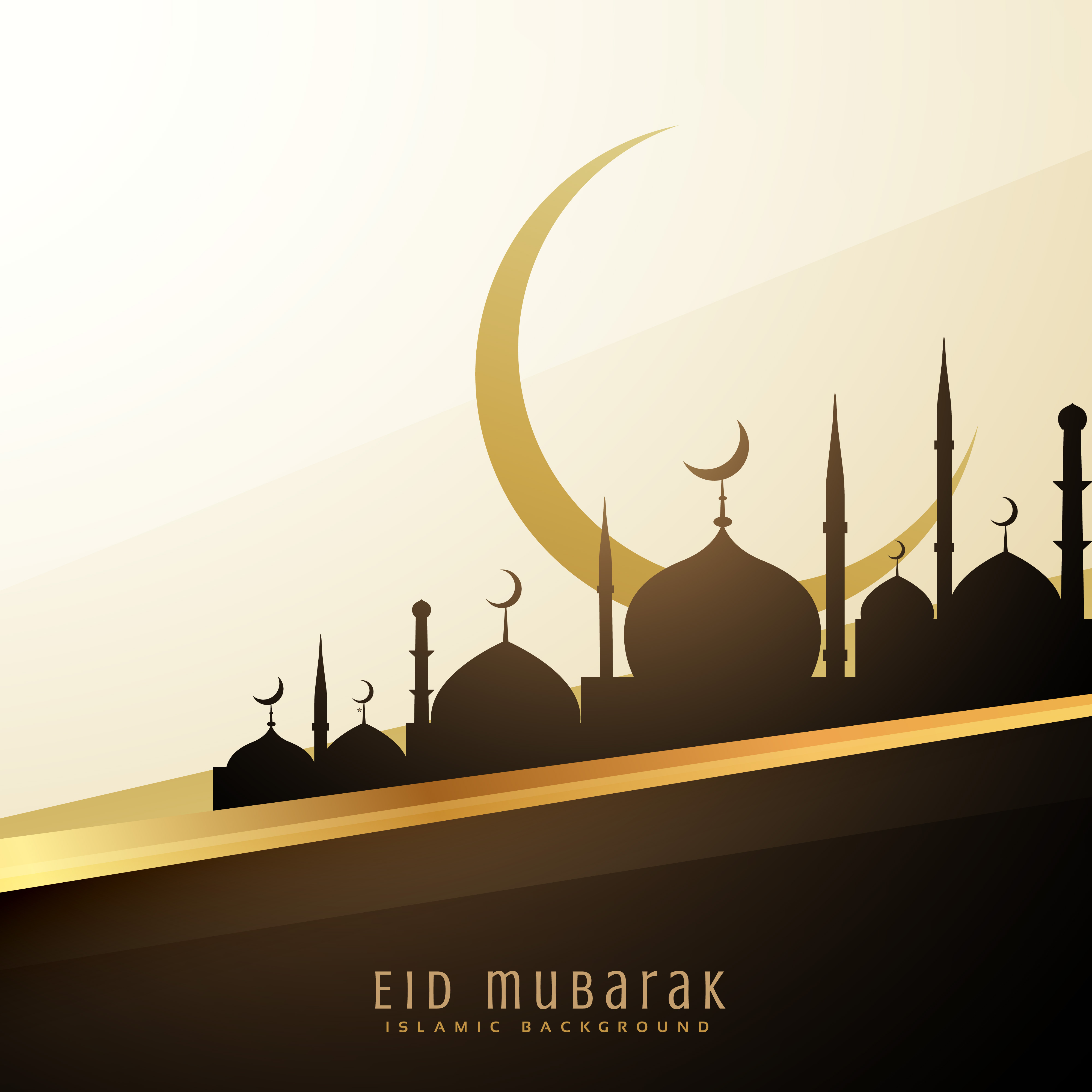 Eid wishes background with mosque and moon - Download Free 