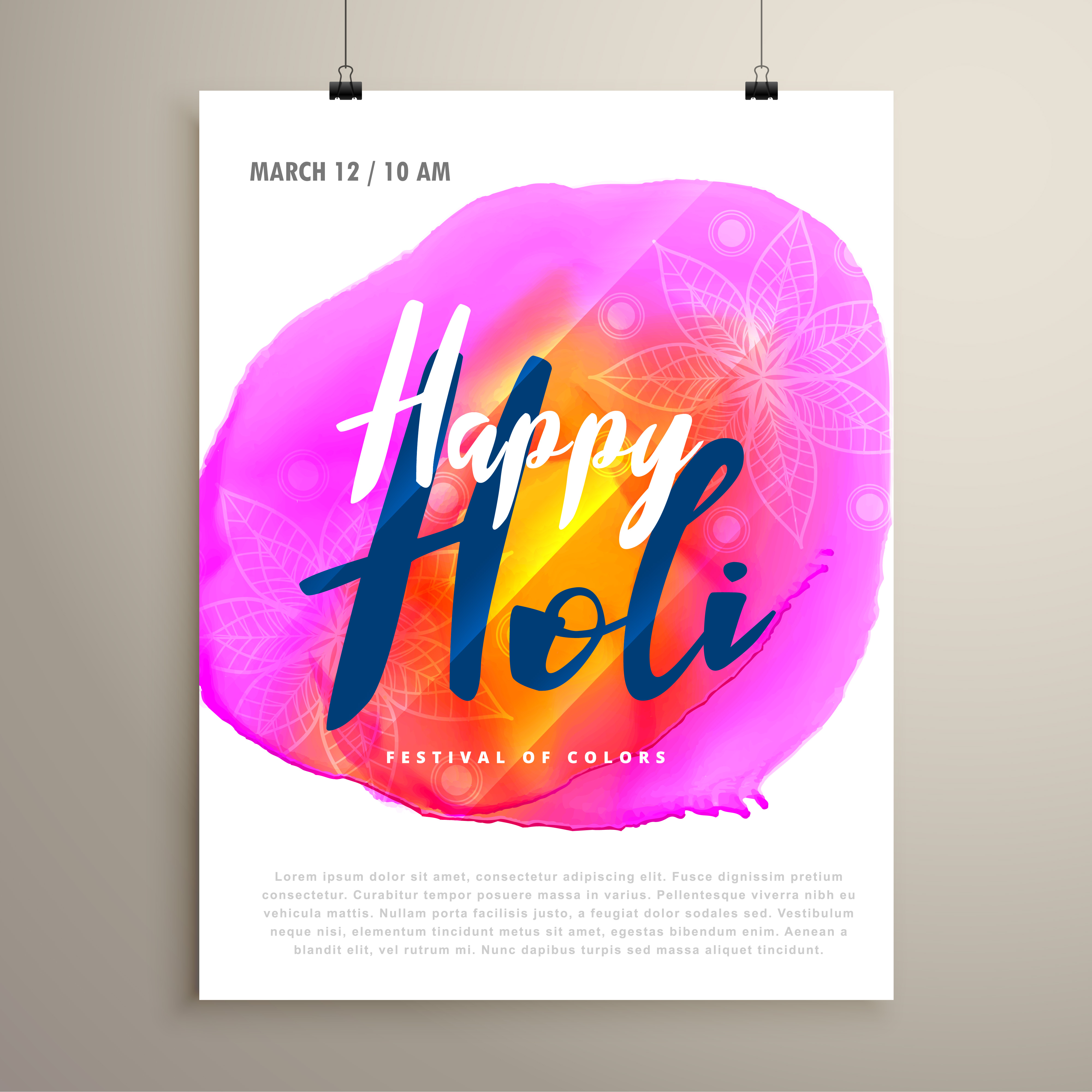 holi festival vector flyer