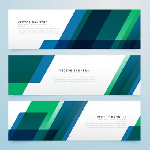 modern geometric blue and green business style banners
