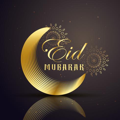 eid mubarak festival greeting with golden line moon - Download Free ...