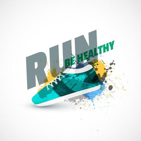 sport shoes abstract background with ink splash