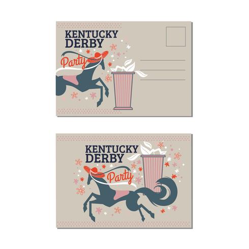 Almuerzo de señoras de carreras de caballos de postal con Julep de menta en Kentucky Derby Party vector