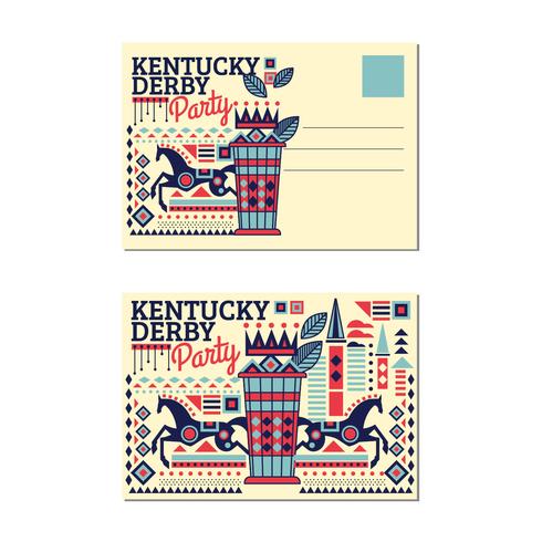 Postal Kentucky Derby con Mint Julep con estilo plano vector