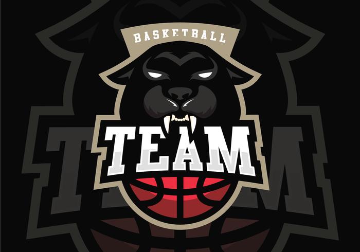 Mascota del baloncesto de la pantera negra vector