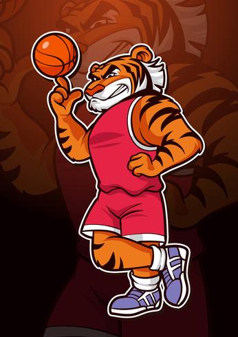 Mascota del baloncesto tigre vector