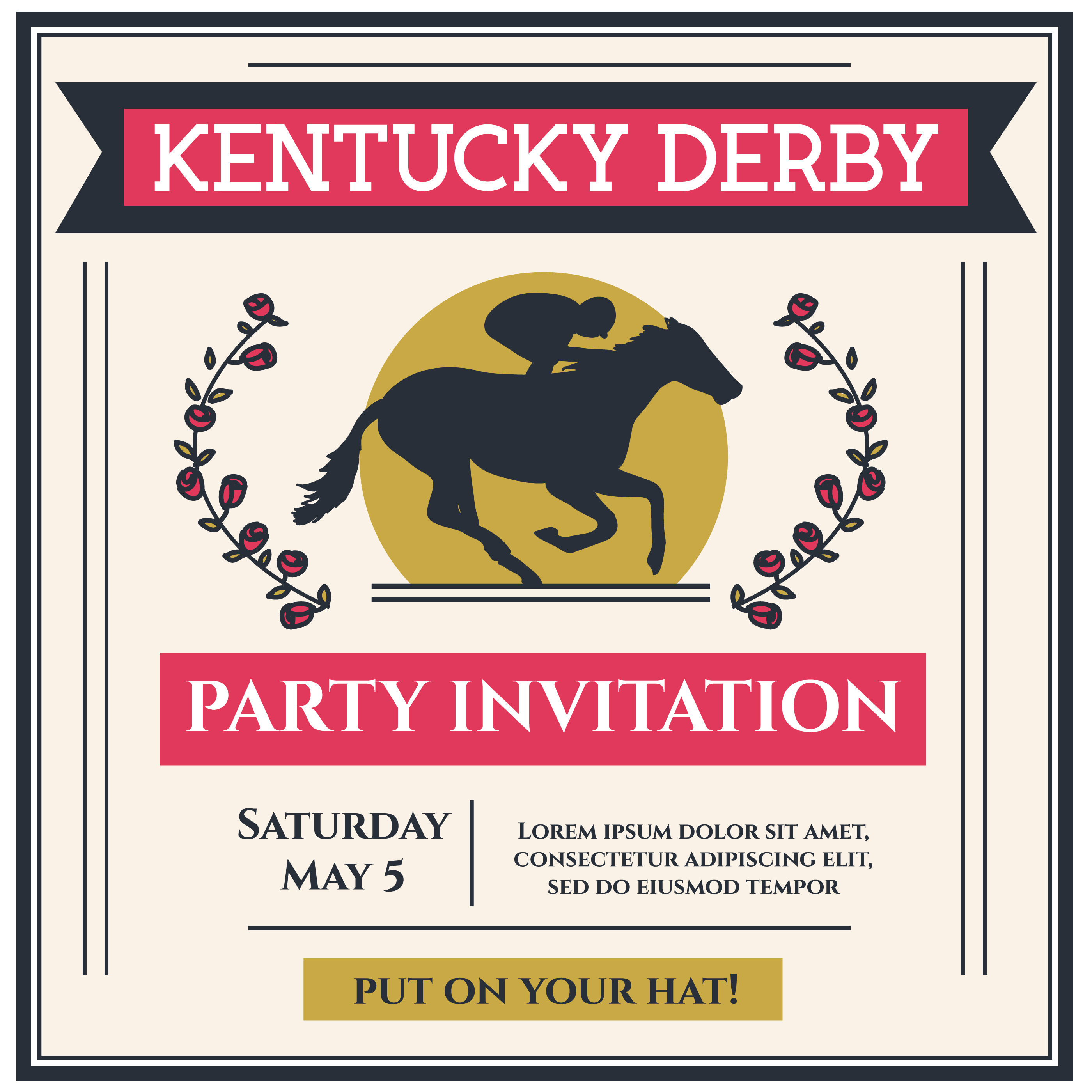 Kentucky Derby Party Invitation Vector 198644 Vector Art at Vecteezy