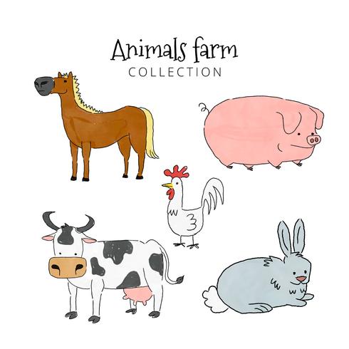 Colección de animales lindos de la granja vector