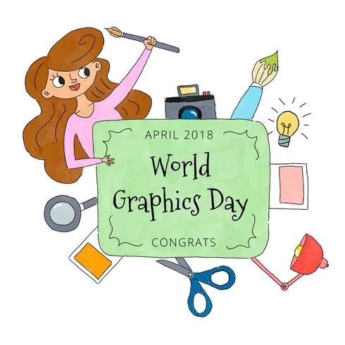 World Graphics Day Background With Design Elements vector