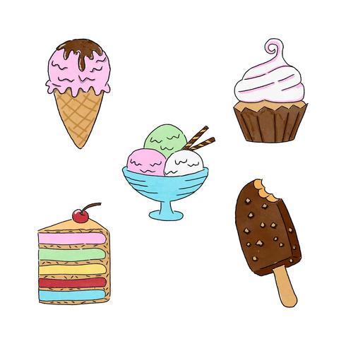 Colección Acuarela Dulce Postre vector