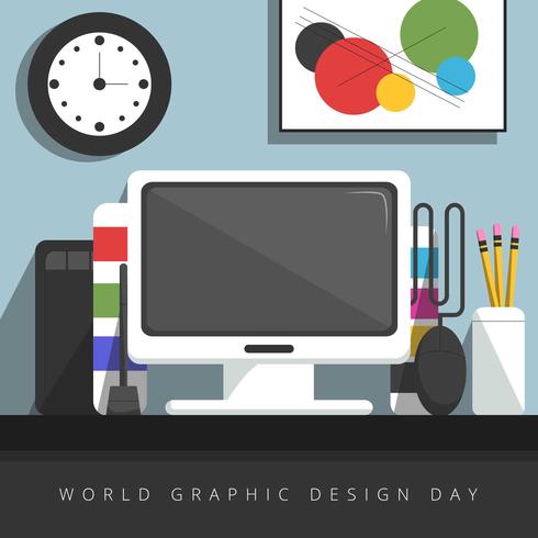 Flat Graphic Designer Desktop  vector