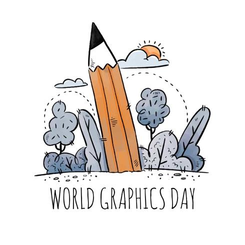 Cute Pencil With Leaves Around To World Graphics Day vector