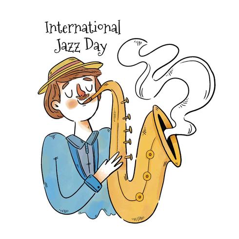 Cute Man Playing Saxophone vector