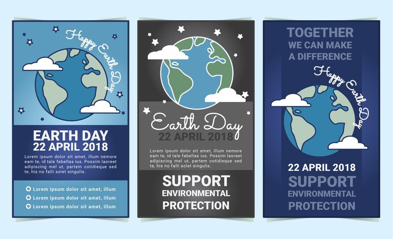 Vector Earth Day Set of Flyers