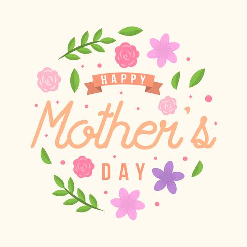 Flat Happy Mothers Day Card Vector