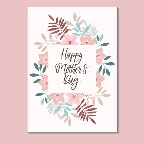 Happy Mother S Day Card With Floral Frame Vector Vector Art At Vecteezy