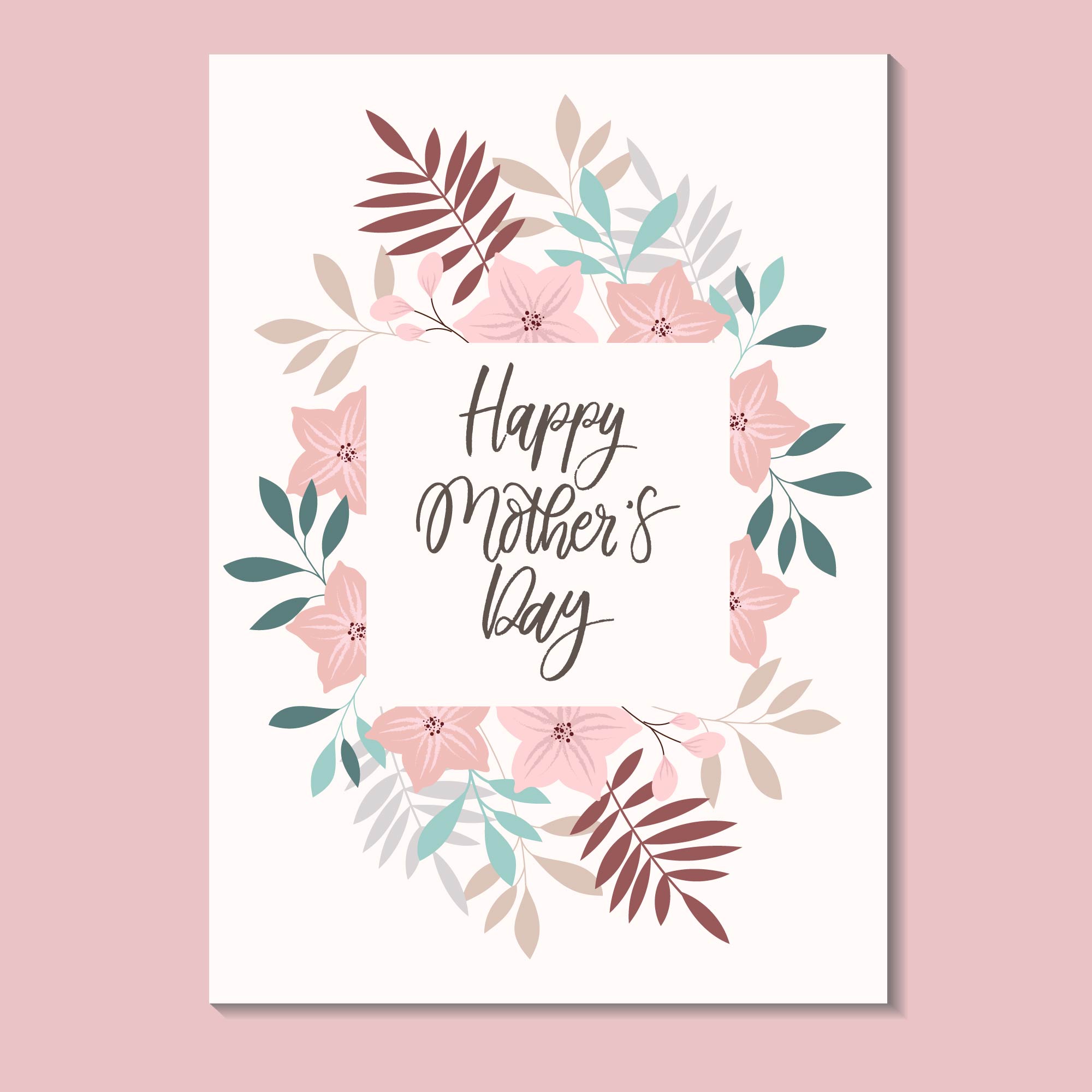 Happy Mother's Day flowers and geometric frame card 1045651 Vector Art at  Vecteezy