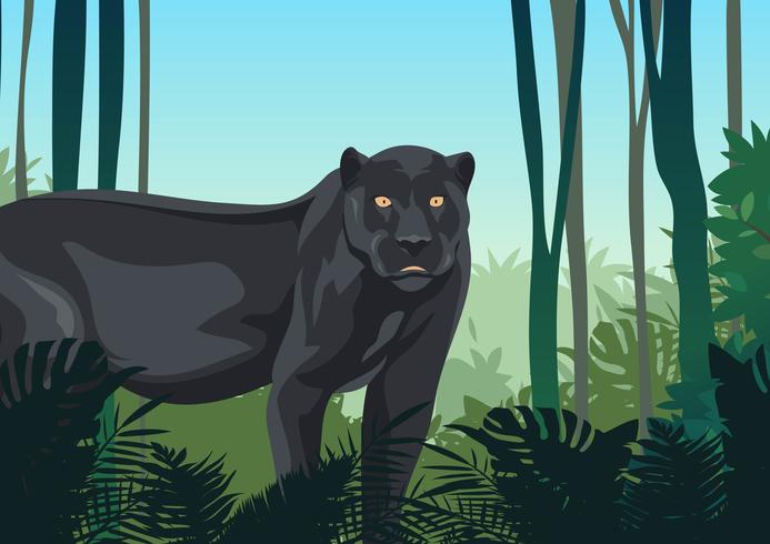 Pantera negra en la jungla vector