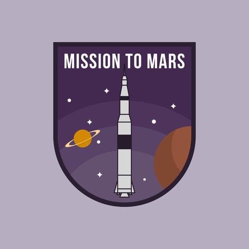 Flat Mission to Mars Patch Vector