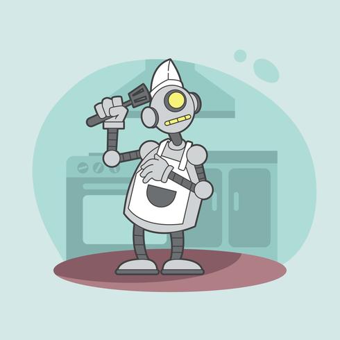 Ilustración Ai Robot Chef vector