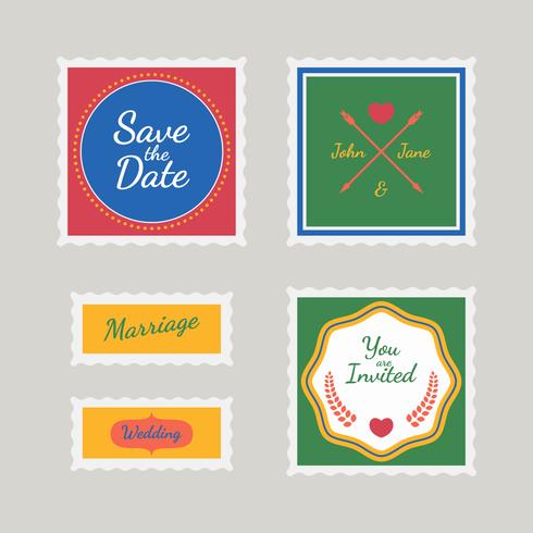 Vintage Wedding Stamp Vectors