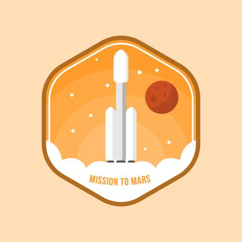 Flat Mission to Mars Patch Vector