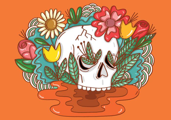 skull flower vector