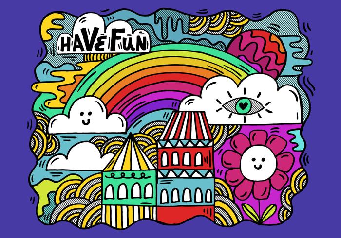 colorful cartoon landscape vector