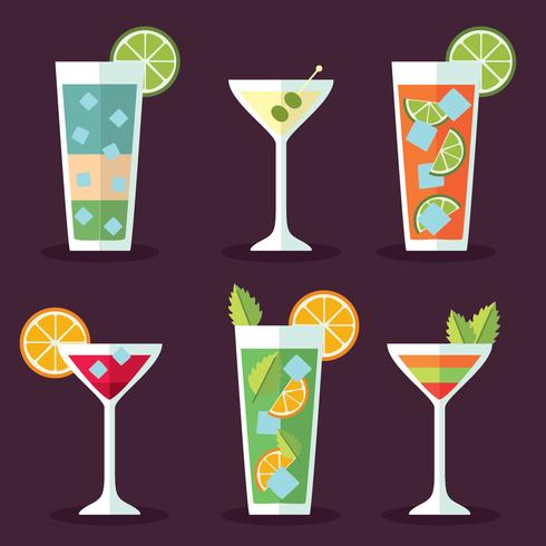 Flat Cocktail Collection Vector