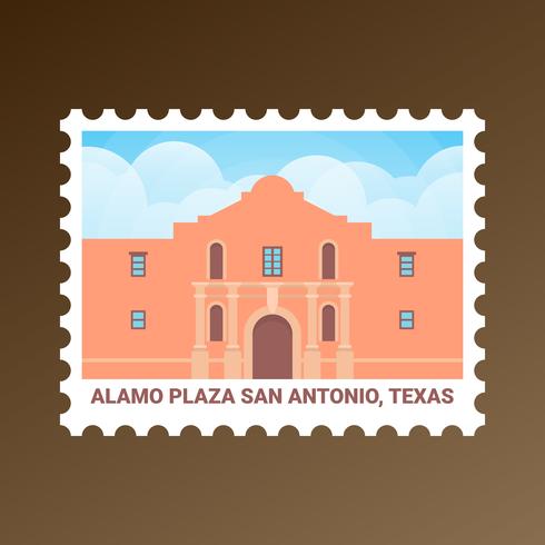 Alamo Plaza San Antonio Texas Estados Unidos Estampilla vector