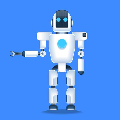 Robots mecánicos para ayudar a los modelos compactos humanos Ilustración vector