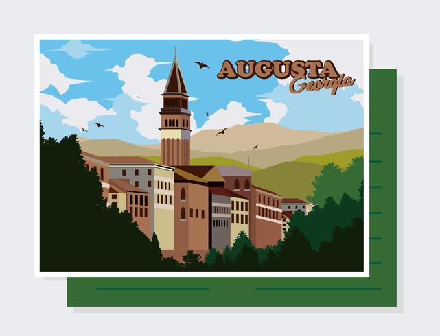 Vector de la postal de Augusta Georgia