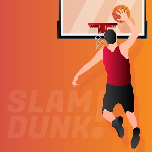 Basketball Player Jumps To Dunk Illustration vector