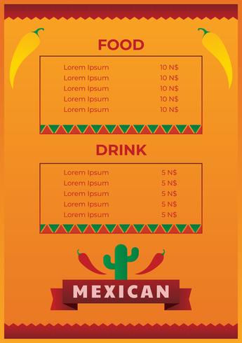 Plantilla de menú de comida mexicana vector