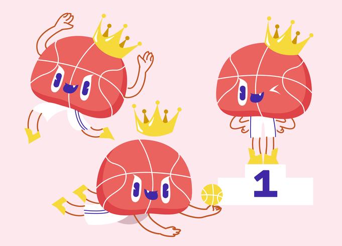 Ilustración divertida del vector del carácter de la mascota del baloncesto