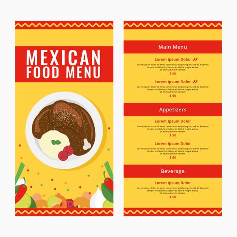 Ilustración de Vector de menú de comida mexicana