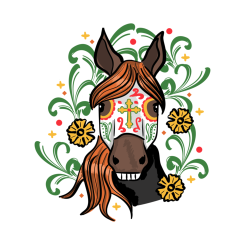 Día del caballo muerto etiqueta vector