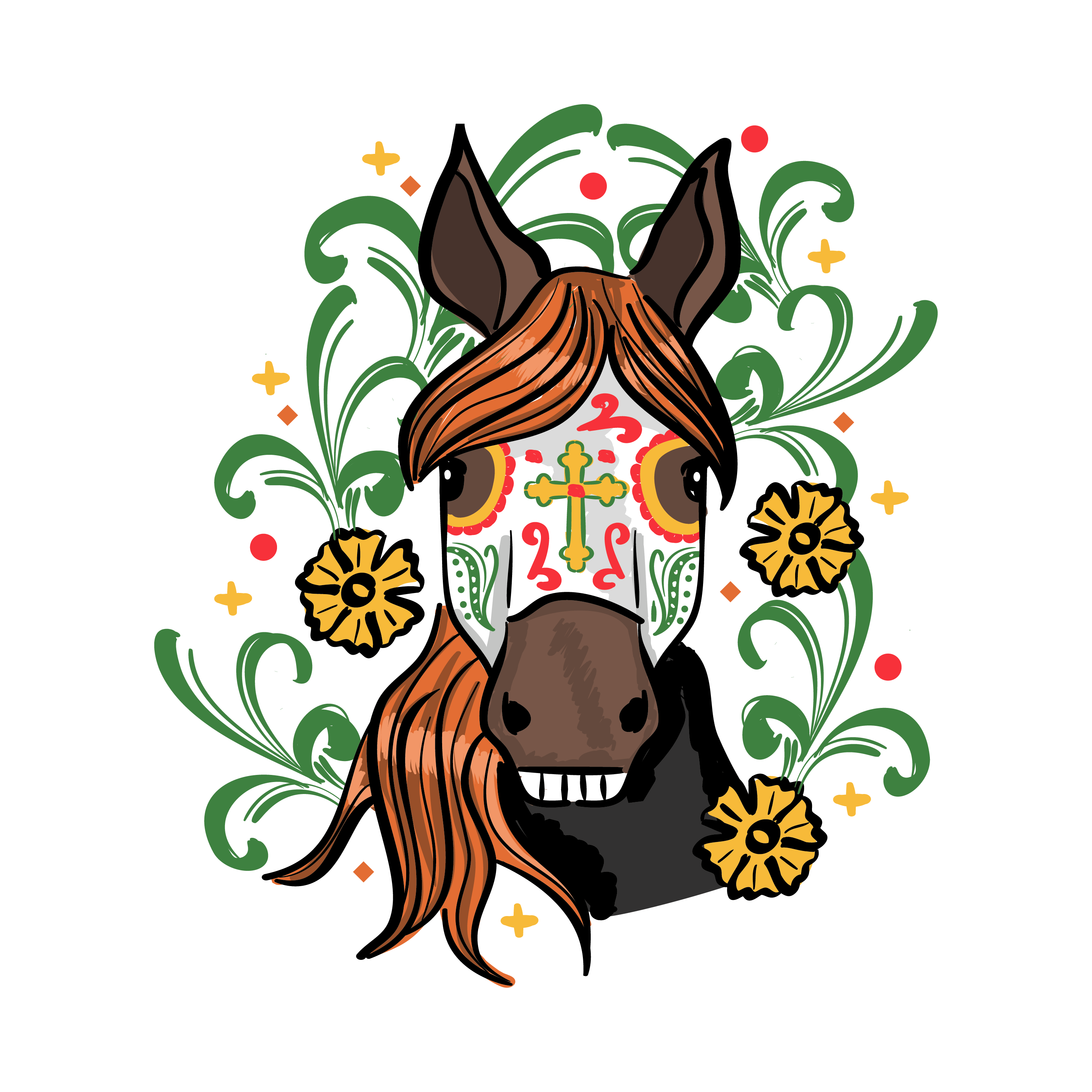 Day of The Dead Horse Sticker 199400 Vector Art at Vecteezy