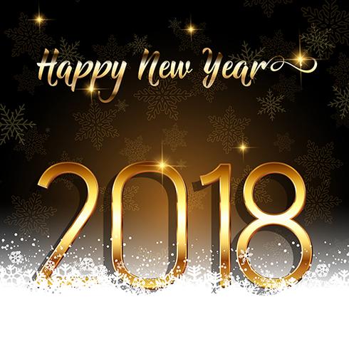 Happy New Year background with gold text nestled in snow vector