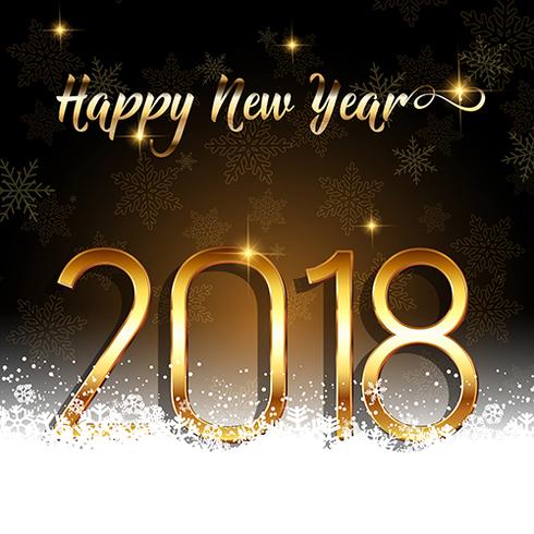 Happy New Year background with gold text nestled in snow vector