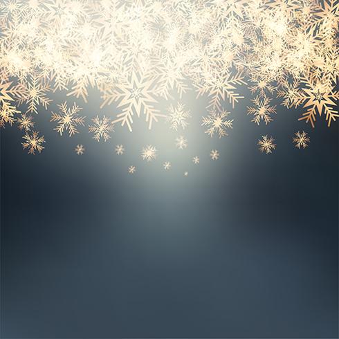 Fondo de oro de los copos de nieve de Navidad vector