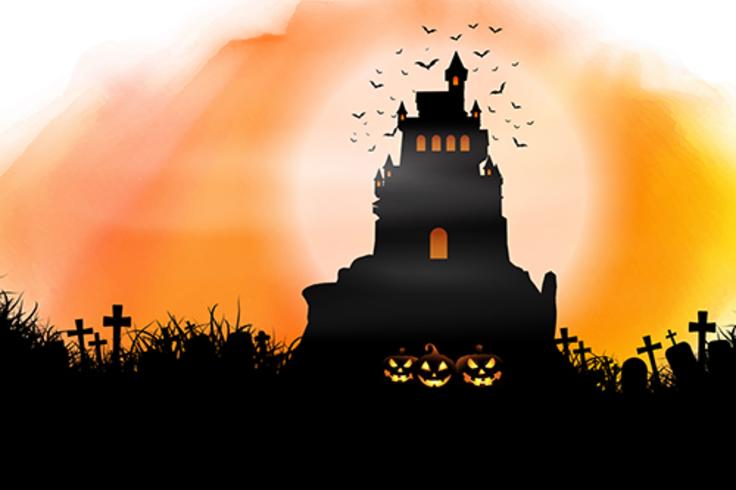 Fondo de Halloween en textura de acuarela vector