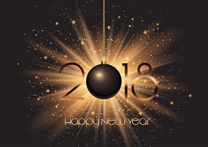 Happy New Year bauble on starburst background vector