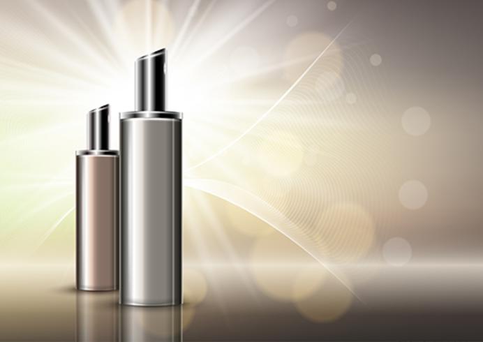 Luxury blank cosmetic bottles background vector