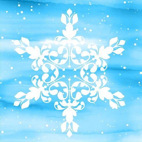 Copo de nieve decorativo sobre fondo de acuarela vector