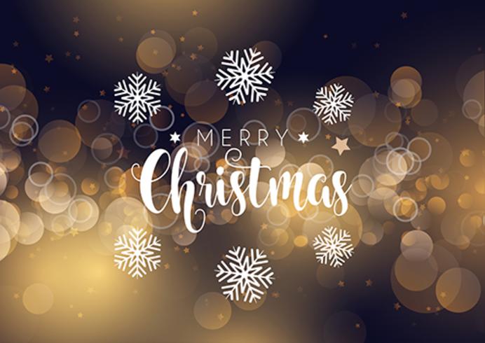 Christmas typography on bokeh lights background vector