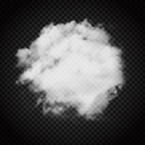 Nube de humo sobre fondo oscuro transparente vector