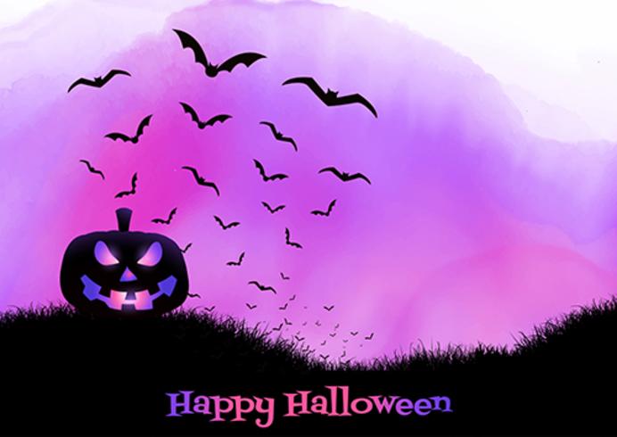 Halloween background on watercolour texture vector