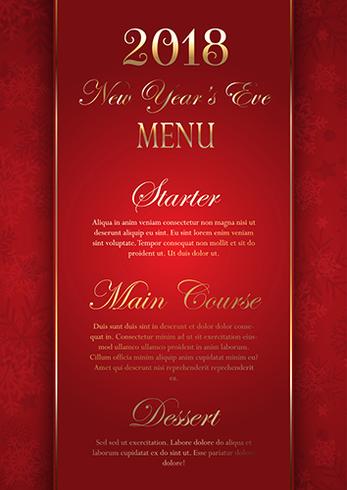 Luxurious elegant New Year's Eve menu design vector