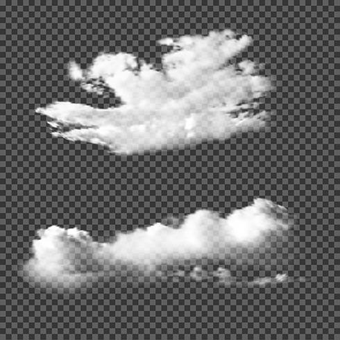 Nubes realistas sobre fondo transparente vector