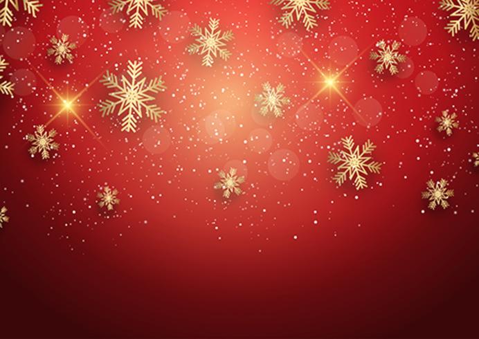 Christmas background with golden snowflakes vector